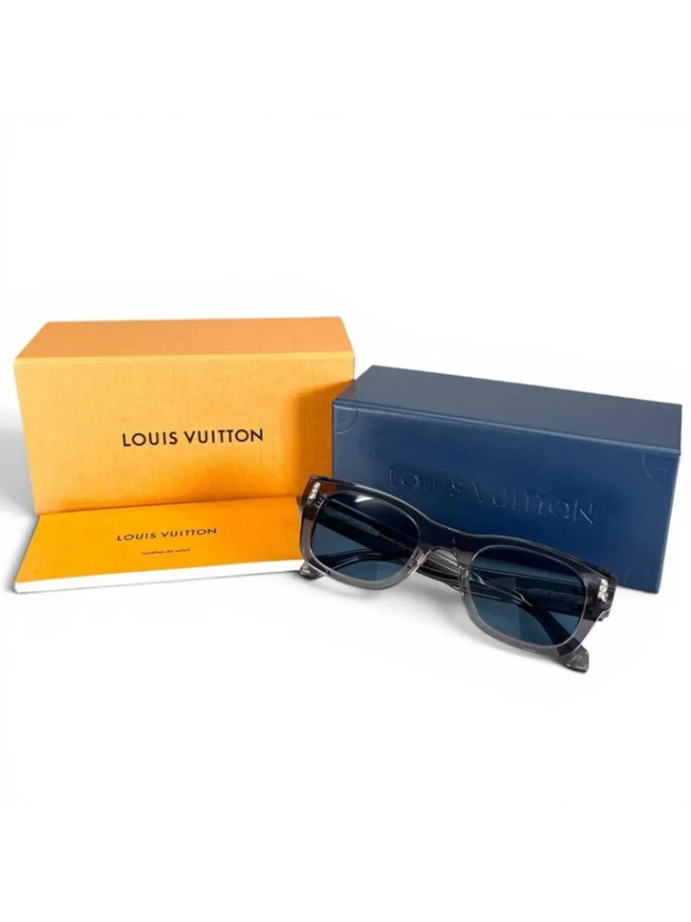 Louis Vuitton LV Confidence Square Round Sunglasses Gray Blue 50⬜23 Eyewear